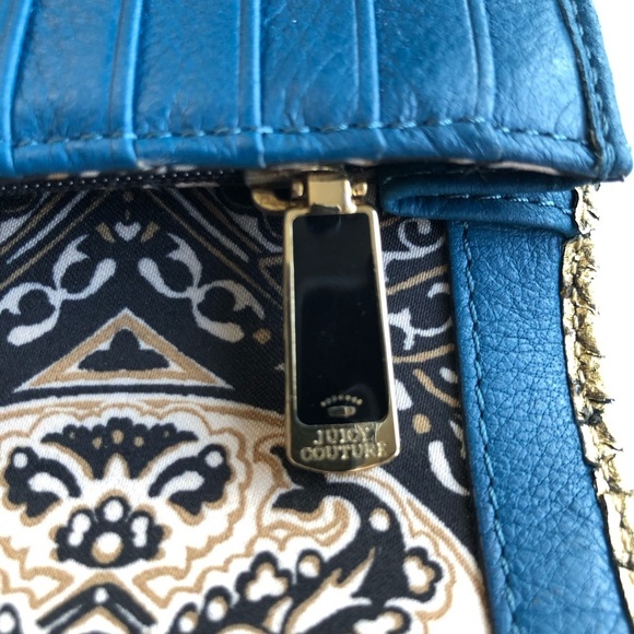 Vintage Juicy Couture Gold Metallic Leather Black Crystals Silver Stud Wallet - Picture 8 of 12